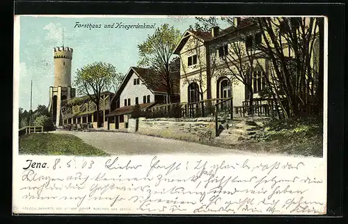 AK Jena, Forsthaus und Kriegerdenkmal