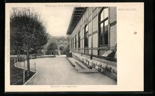 AK Bad Sulza, Kinderheilbad, Spielplatz mit Kegelbahn