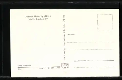 AK Hainspitz bei Eisenberg /Th., Gasthof Hainspitz mit Strasse