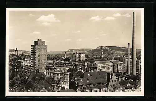 AK Jena, Verwaltungsgebäude und Schornsteine vom Zeisswerk