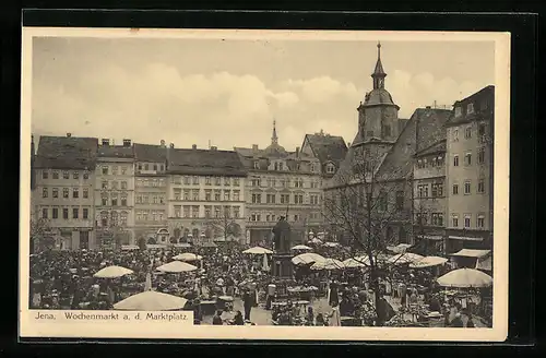 AK Jena, Wochenmarkt auf dem Marktplatz