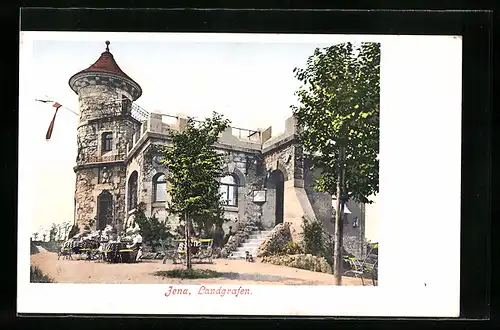 AK Jena, Gasthaus Landgrafen, mit Gästen