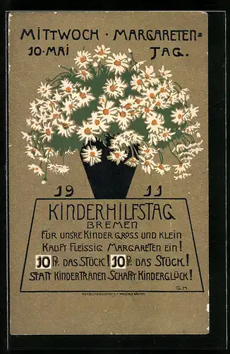 AK Bremen, Mittwoch 10. Mai 1911 Margaretentag, Kinderhilfstag