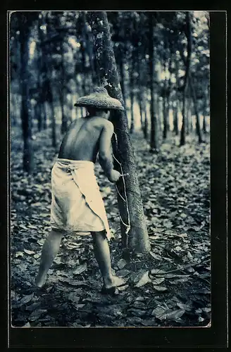 AK Singapore, Rubber Tapping, Mann am Gummibaum