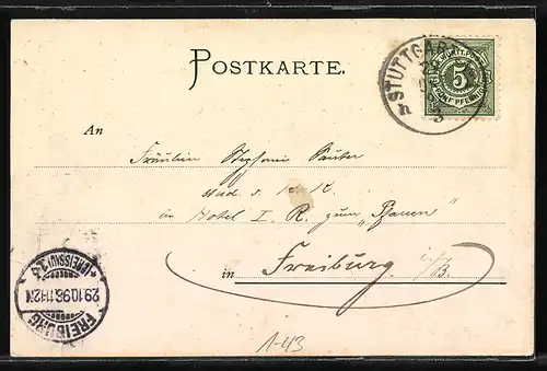 AK Stuttgart, Prinzessin Pauline v. Württemberg m. Erbprinz Friedrich zu Wied 29. Okt. 1898
