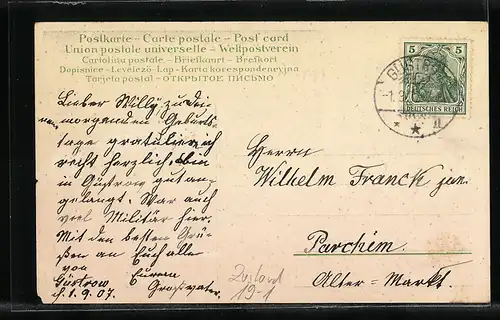 AK Engel mit Rosenzweig, 100-Mark Schein