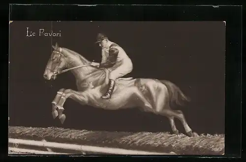 AK Le Favori, Springreiter dessen Pferd aus Körpern schöner Frauen zusammengesetzt ist