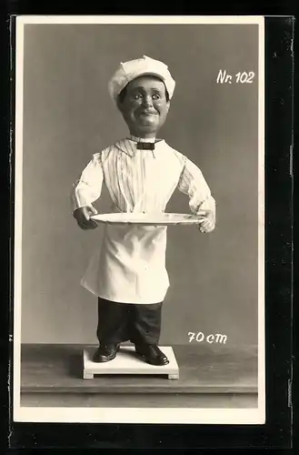 AK Reklamefigur Kellner mit Tablett, 70 cm hoch