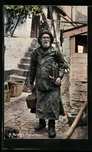 AK Newlyn, Fischer auf der Strasse, Fischerei