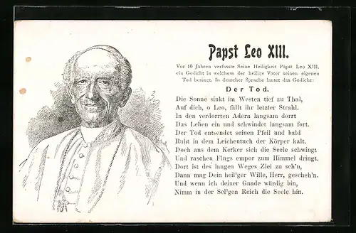 AK Portrait von Papst Leo XIII. mit Kreuzkette
