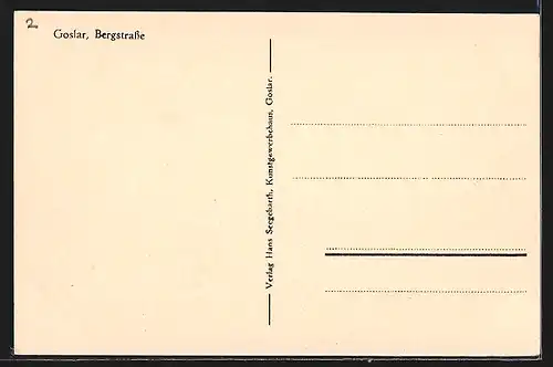 Künstler-AK Goslar, Partie in der Bergstrasse