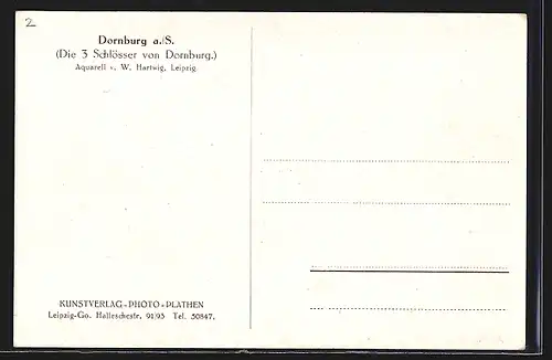 Künstler-AK Dornburg a. S., Die drei Dornburger Schlösser