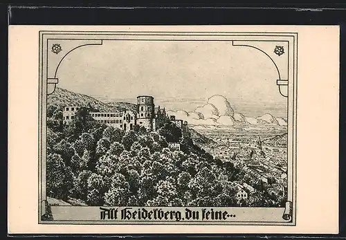 Künstler-AK Heidelberg, Alt-Heidelberg, Das Heidelberger Schloss