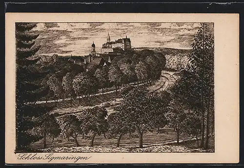 Künstler-AK Sigmaringen, das Schloss Sigmaringen