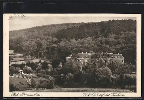 AK Bad Hermannsborn, Höhenblick auf das Kurhaus