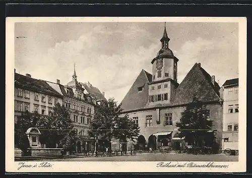 AK Jena i. Thür., Rathaus mit Bismarckbrunnen