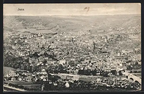 AK Jena, Ortsansicht mit Fernblick aus der Vogelschau