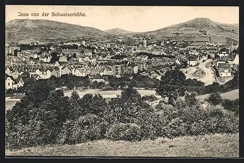 AK Jena, Ortsansicht mit Strasse von der Schweizerhöhe
