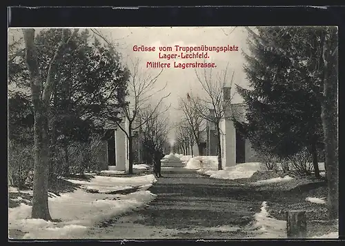 AK Lager Lechfeld, Mittlere Lagerstrasse im Winter