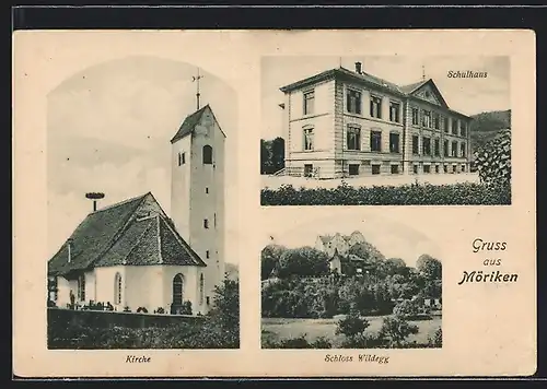 AK Möriken, Schloss Wildegg, Kirche, Schulhaus