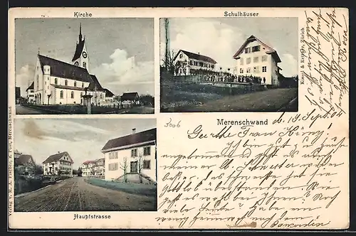 AK Merenschwand, Kirche, Schulhäuser, Hauptstrasse