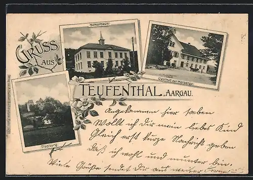 AK Teufenthal, Gasthof zur Herberge, Trostburg, Schulhaus