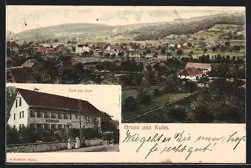AK Unterkulm, Cafe zur Post, Blick auf den Ort