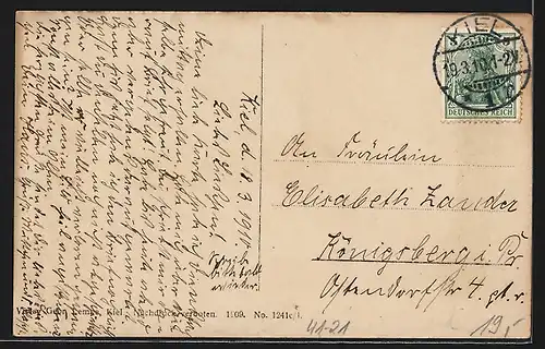 AK Kriegsschiff SMS Wettin auf See, Reichskriegsflagge