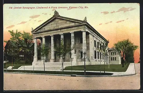 AK Kansas City, MO, Jewish Synagogue, Linwood & Flora Avenues