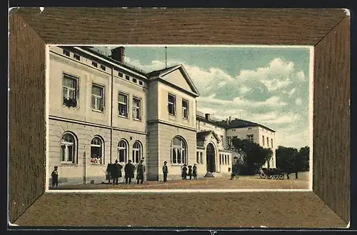 AK Grottau / Hradek Nad Nisou, Grüsse vom Bahnhof