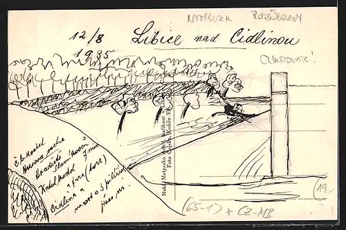 AK Libice n. C., Nádrazi, Cukrovar, Katolicky kostel s farou