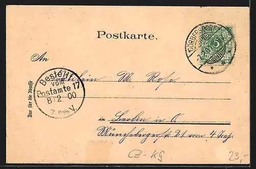 Lithographie Halbstadt, Schrollsche Spinnerei, Bahnhof, Schule