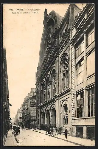 AK Paris, La Synagogue, Rue de la Victoire