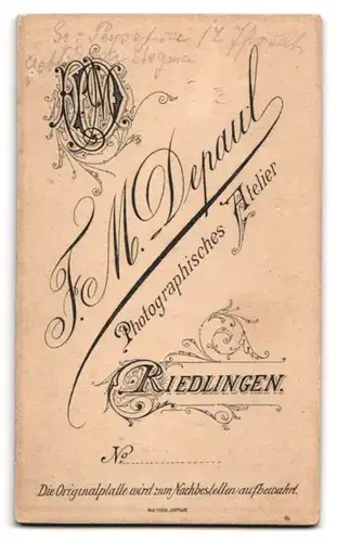 Fotografie F. M. Depaul, Riedlingen, Rosa Stegma mit Fächer