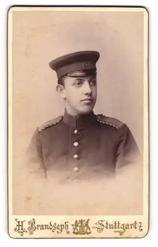 Fotografie Hermann Brandseph, Stuttgart, Marienstrasse 36, Einjährig-Freiwilliger Soldat in Uniform