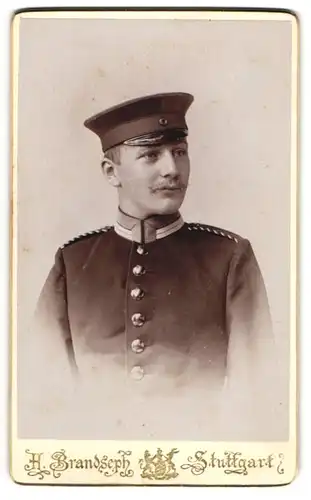 Fotografie Hermann Brandseph, Stuttgart, Marienstrasse 36, Einjährig-Freiwilliger Uffz. in Garde-Uniform