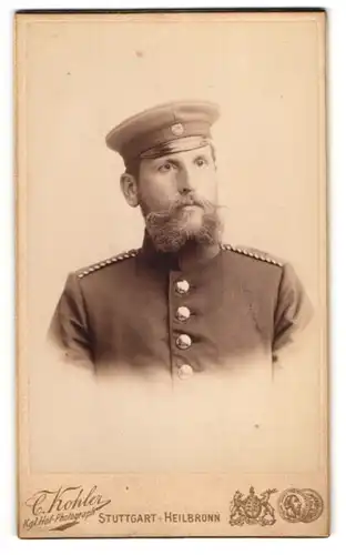 Fotografie C. Kohler, Stuttgart, älterer Einjährig-Freiwilliger Richard Barnickel in Uniform mit Vollbart