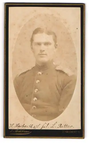 Fotografie J. Mehlbreuer, Strassburg i. E., Einjährig-Freiwilliger in Uniform