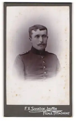 Fotografie F. X. Schröck, Tittmoning, bayrischer Soldat in Uniform