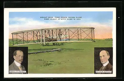 AK Wright Bros. first Power driven Plane, First flight at Kitty Hawk in 1903