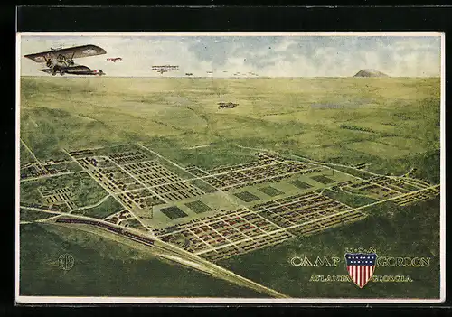 Künstler-AK Atlanta, GA, Camp Gordon mit Flugzeugen