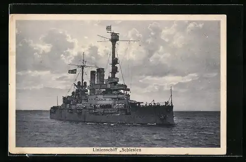 AK Linienschiff Schlesien, Kriegsschiff