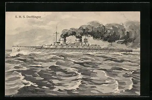 AK Kriegsschiff S.M.S. Derfflinger in voller Fahrt