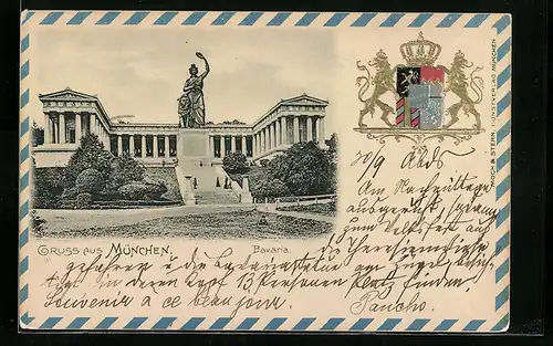 AK München, Bavaria, geprägtes Wappen