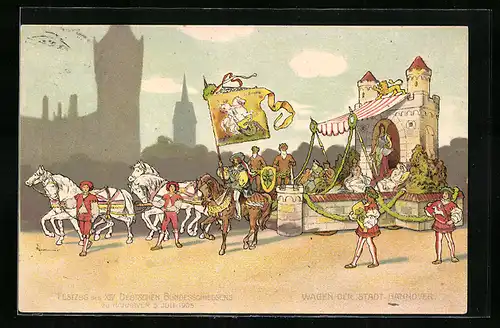 Künstler-AK Hannover, XIV. Deutsches Bundesschiessen 5.7.1903, Wagen der Stadt Hannover
