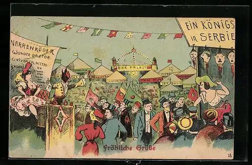 AK Szene auf dem Volksfest mit Bier-Palast