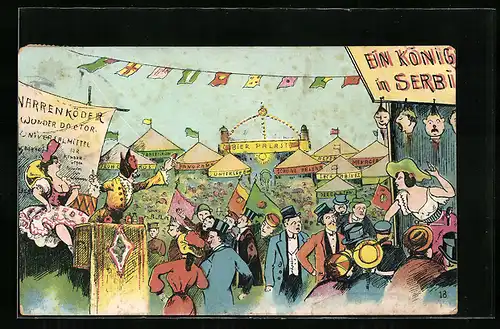 AK Bier-Palast und Wunderdoktor auf dem Volksfest