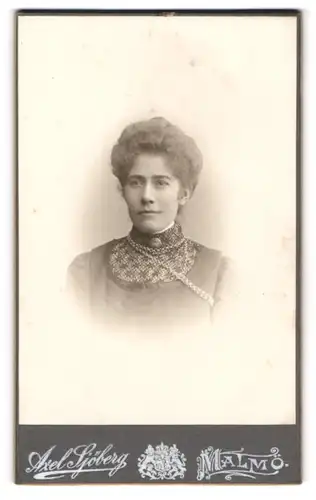 Fotografie Axel Sjöberg, Malmö, Portrait bürgerliche Dame mit hochgestecktem Haar