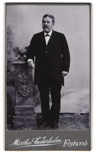 Fotografie Martha Cederholm, Filipstad, Portrait stattlicher Herr mit Vollbart im Anzug