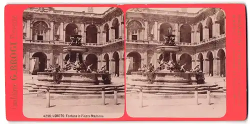Stereo-Fotografie G. Brogi, Firenze, Ansicht Loreto, Fontana in Piazza Madonna